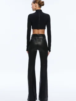 Alice and Olivia TOPS*MELANGE RHINESTONE CROPPED TURTLENECK