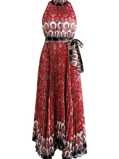 Alice and Olivia GUEST OF|MAXI*MERTIE MOCK NECK PLEATED MAXI DRESS