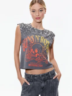 Alice and Olivia TOPS*MICAH EMBELLLISHED CROPPED MUSCLE TANK