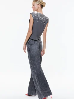 Alice and Olivia TOPS*MICAH EMBELLLISHED CROPPED MUSCLE TANK