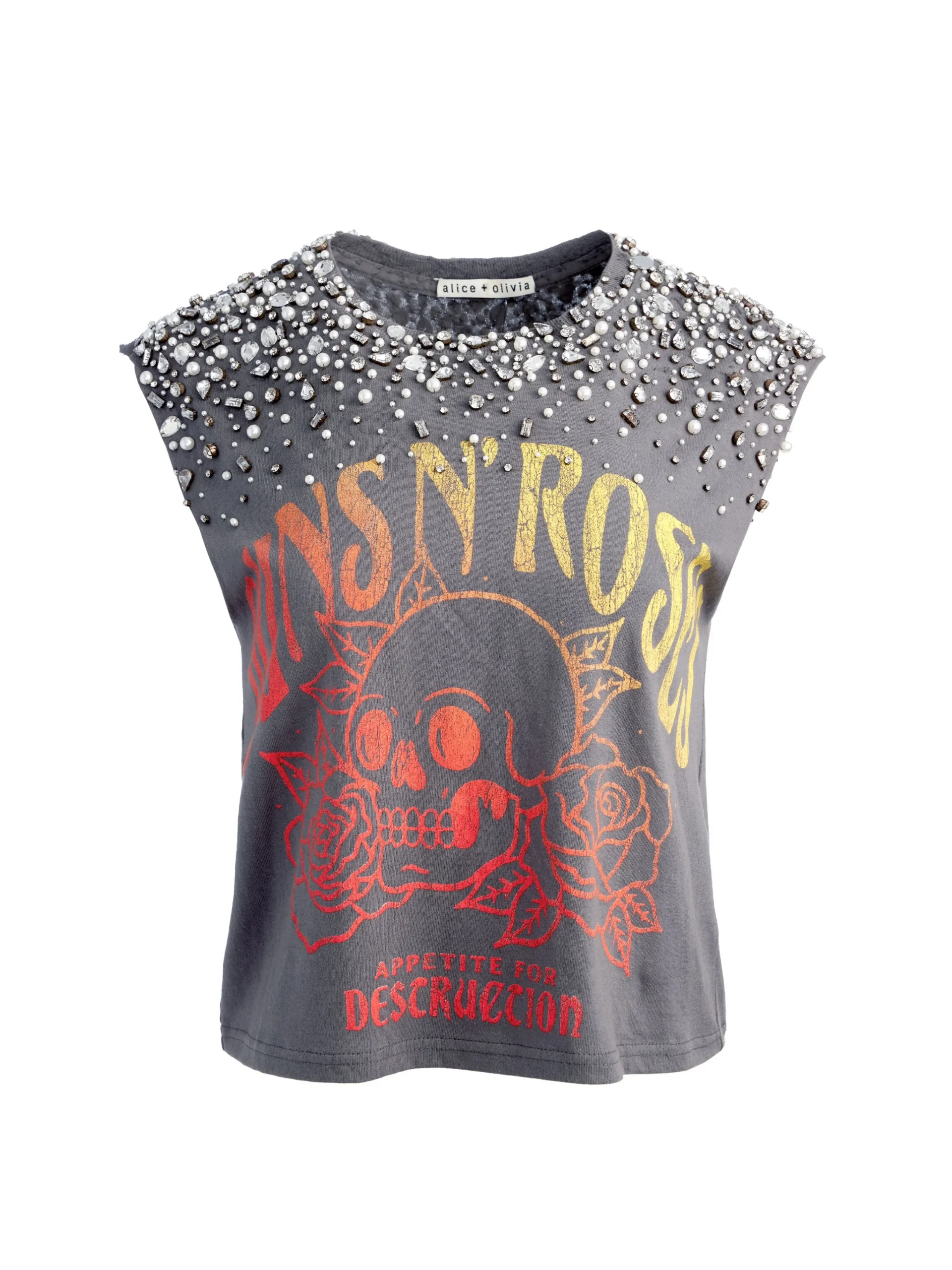 Alice and Olivia TOPS*MICAH EMBELLLISHED CROPPED MUSCLE TANK