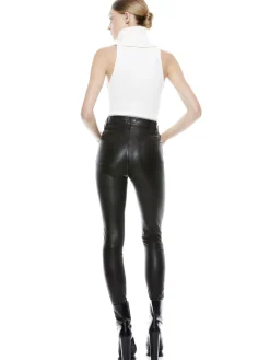 Alice and Olivia PANTS*MIKAH SINGLE BUTTON LEATHER PANT