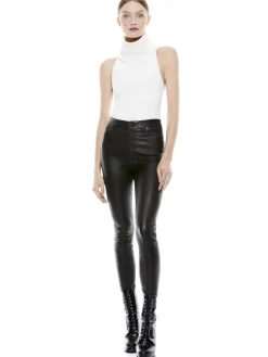 Alice and Olivia PANTS*MIKAH SINGLE BUTTON LEATHER PANT