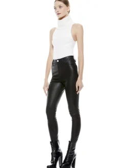 Alice and Olivia PANTS*MIKAH SINGLE BUTTON LEATHER PANT