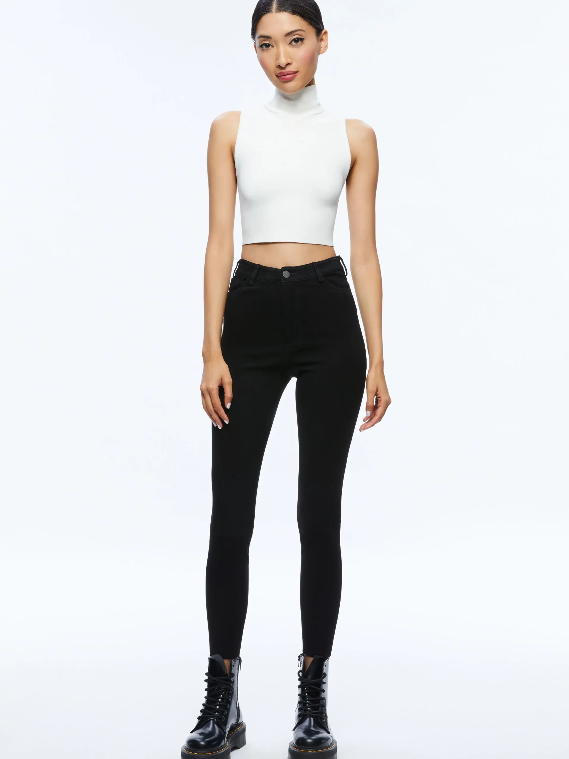 Alice and Olivia PANTS*MIKAH SINGLE BUTTON SUEDE PANT