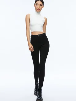 Alice and Olivia PANTS*MIKAH SINGLE BUTTON SUEDE PANT