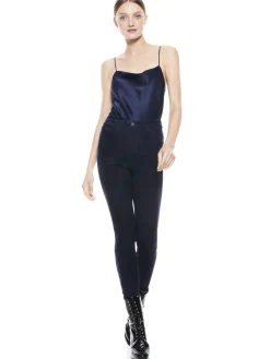 Alice and Olivia PANTS*MIKAH SINGLE BUTTON SUEDE PANT
