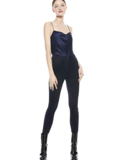 Alice and Olivia PANTS*MIKAH SINGLE BUTTON SUEDE PANT