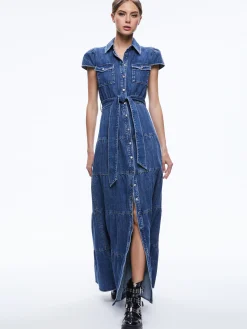 Alice and Olivia MAXI|DRESSES*MIRANDA MAXI DENIM DRESS