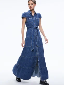 Alice and Olivia MAXI|DRESSES*MIRANDA MAXI DENIM DRESS
