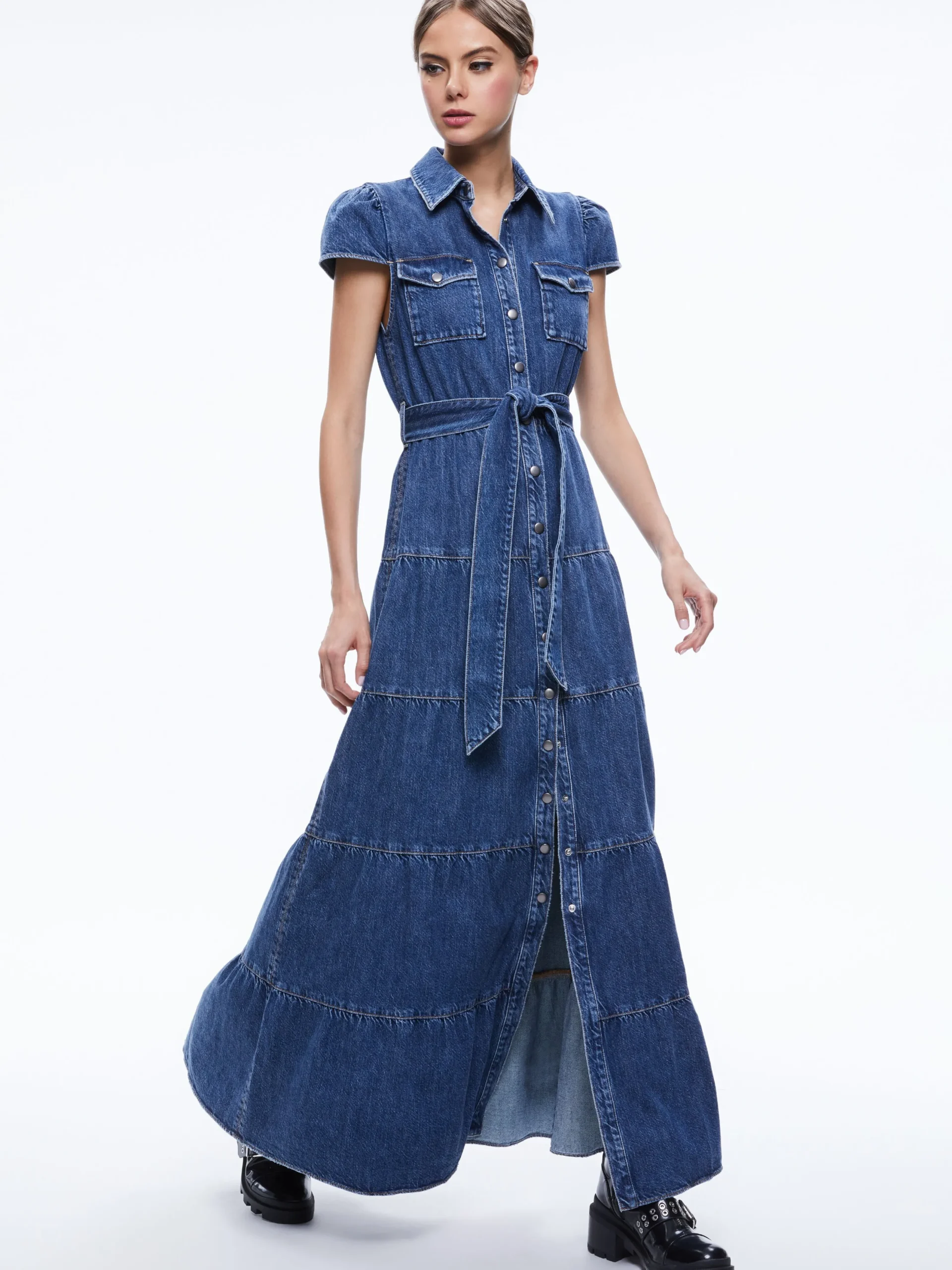 Alice and Olivia MAXI|DRESSES*MIRANDA MAXI DENIM DRESS
