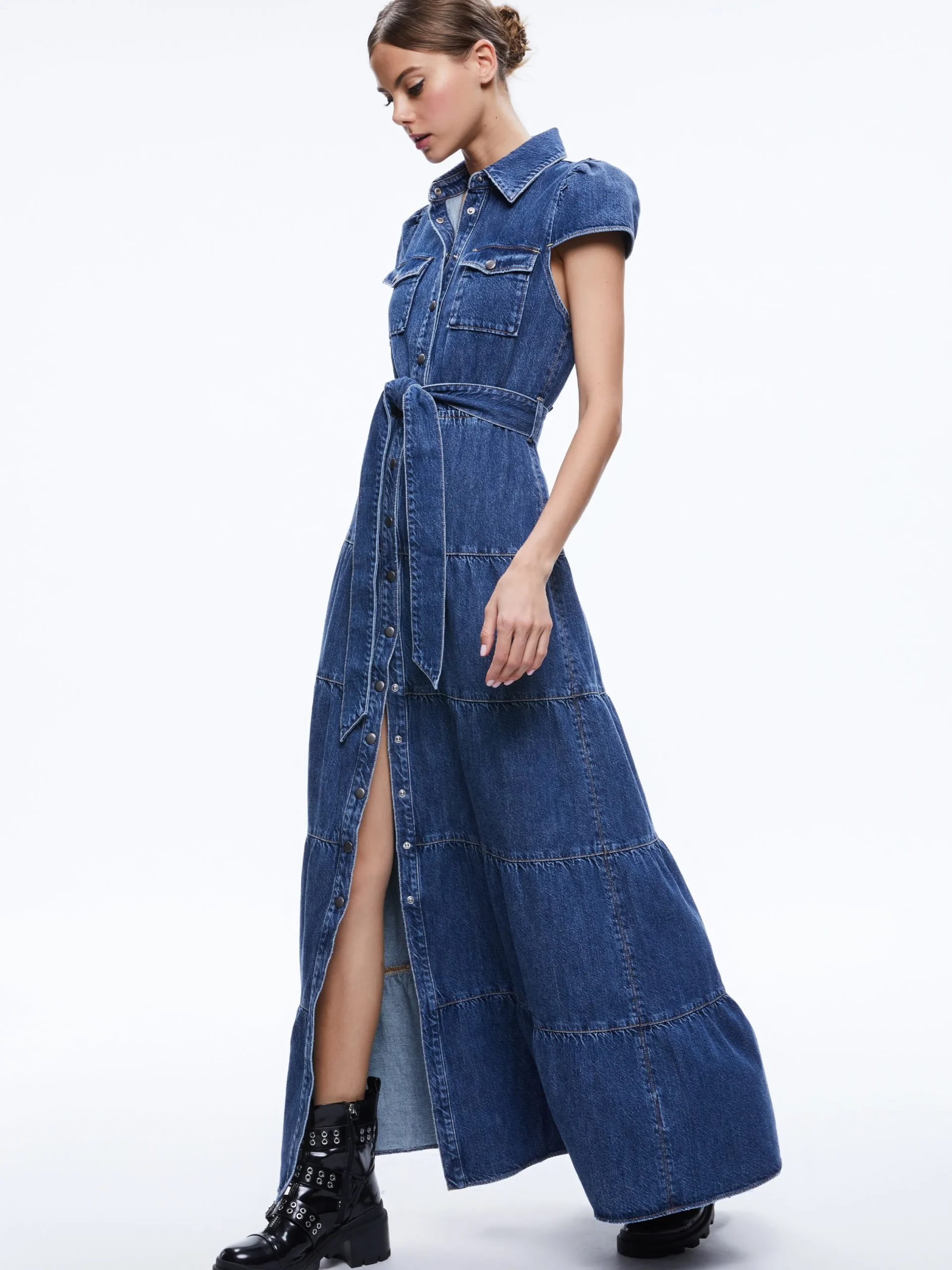 Alice and Olivia MAXI|DRESSES*MIRANDA MAXI DENIM DRESS