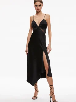Alice and Olivia GUEST OF|MIDI*MORIAH SHEER CUTOUT MIDI DRESS