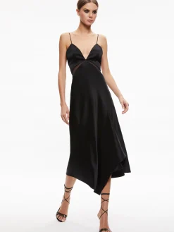 Alice and Olivia GUEST OF|MIDI*MORIAH SHEER CUTOUT MIDI DRESS