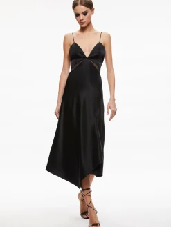 Alice and Olivia GUEST OF|MIDI*MORIAH SHEER CUTOUT MIDI DRESS