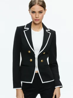 Alice and Olivia STACEY'S FAVORITES|ESSENTIALS*MYA CONTRAST PIPING FITTED BLAZER