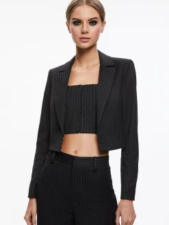 Alice and Olivia ESSENTIALS|SUITS*MYA CROPPED NOTCH COLLAR BLAZER