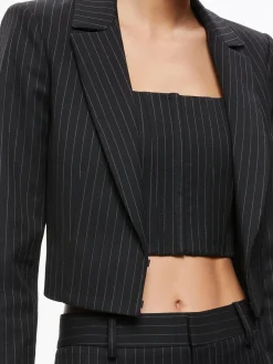 Alice and Olivia ESSENTIALS|SUITS*MYA CROPPED NOTCH COLLAR BLAZER