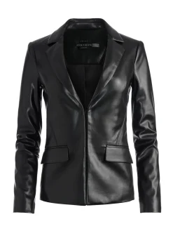 Alice and Olivia VEGAN LEATHER|ESSENTIALS*MYA VEGAN LEATHER NOTCH COLLAR BLAZER