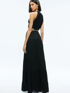Alice and Olivia GUEST OF|MAXI*MYRTICE EMBELLISHED CUT OUT MAXI DRESS