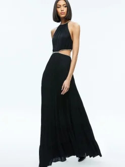 Alice and Olivia GUEST OF|MAXI*MYRTICE EMBELLISHED CUT OUT MAXI DRESS