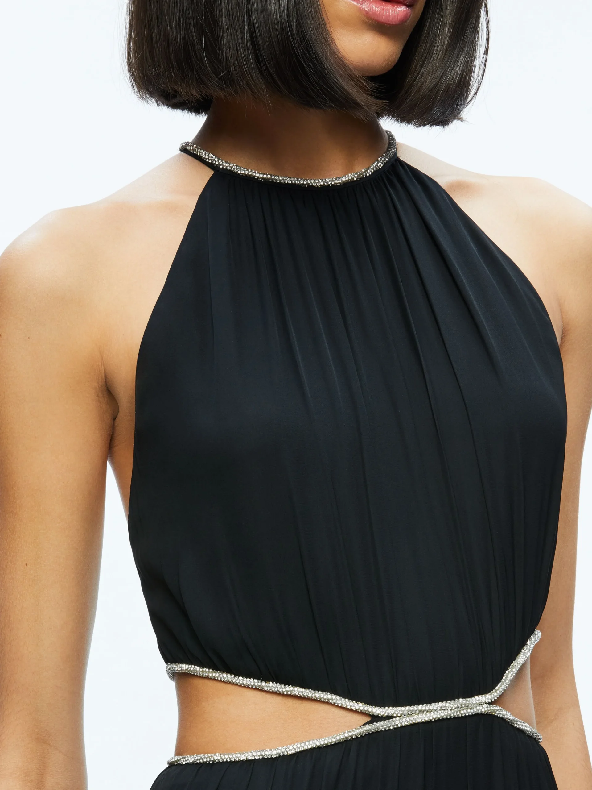 Alice and Olivia GUEST OF|MAXI*MYRTICE EMBELLISHED CUT OUT MAXI DRESS