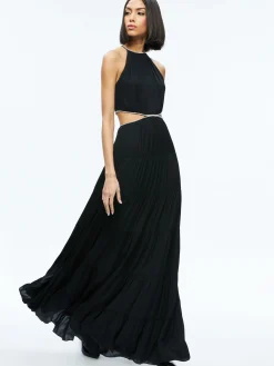 Alice and Olivia GUEST OF|MAXI*MYRTICE EMBELLISHED CUT OUT MAXI DRESS