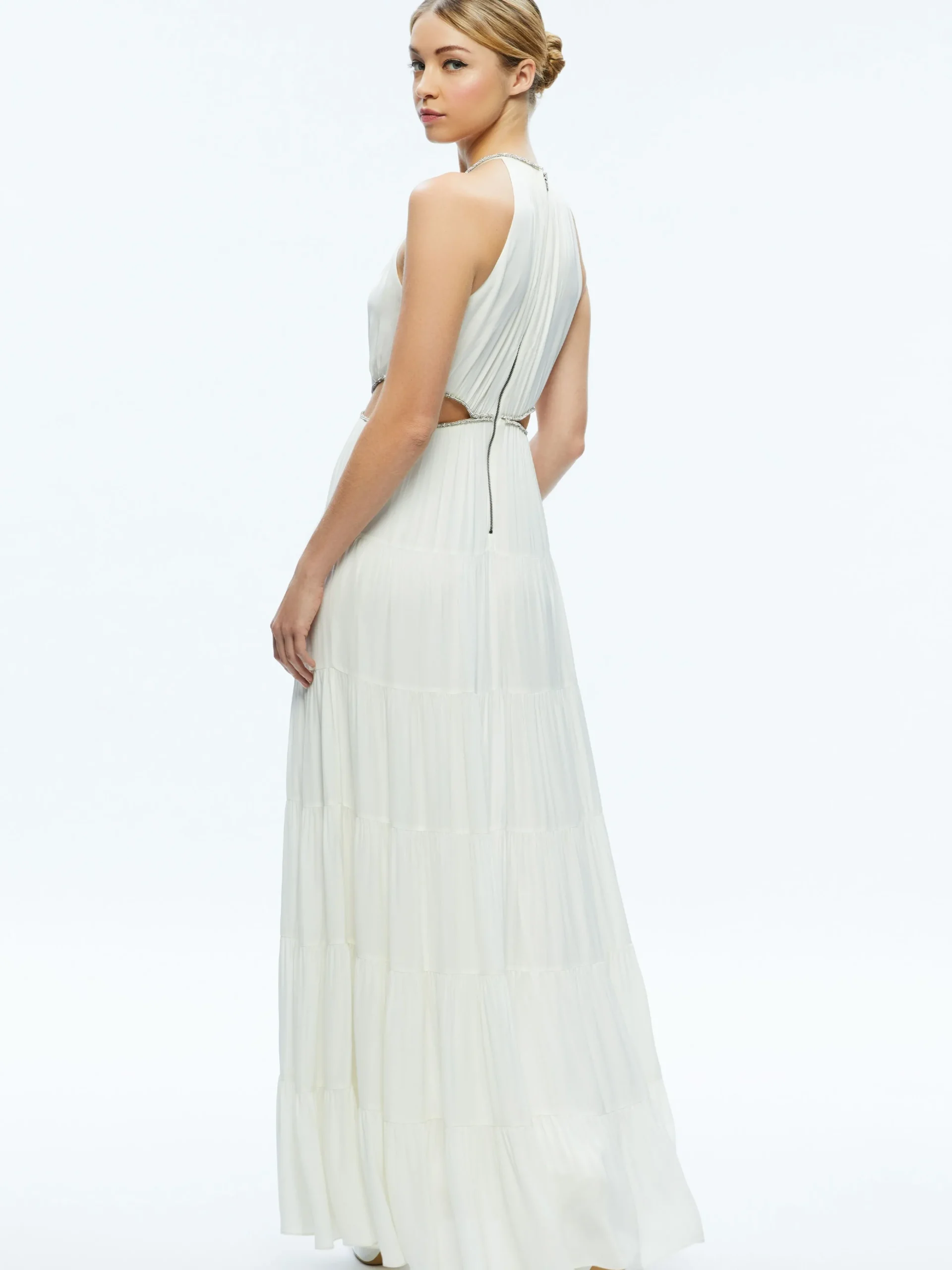 Alice and Olivia GUEST OF|MAXI*MYRTICE EMBELLISHED CUT OUT MAXI DRESS