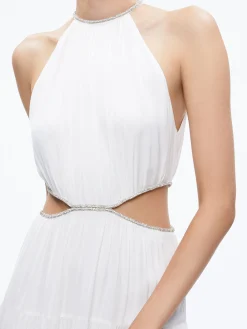 Alice and Olivia GUEST OF|MAXI*MYRTICE EMBELLISHED CUT OUT MAXI DRESS