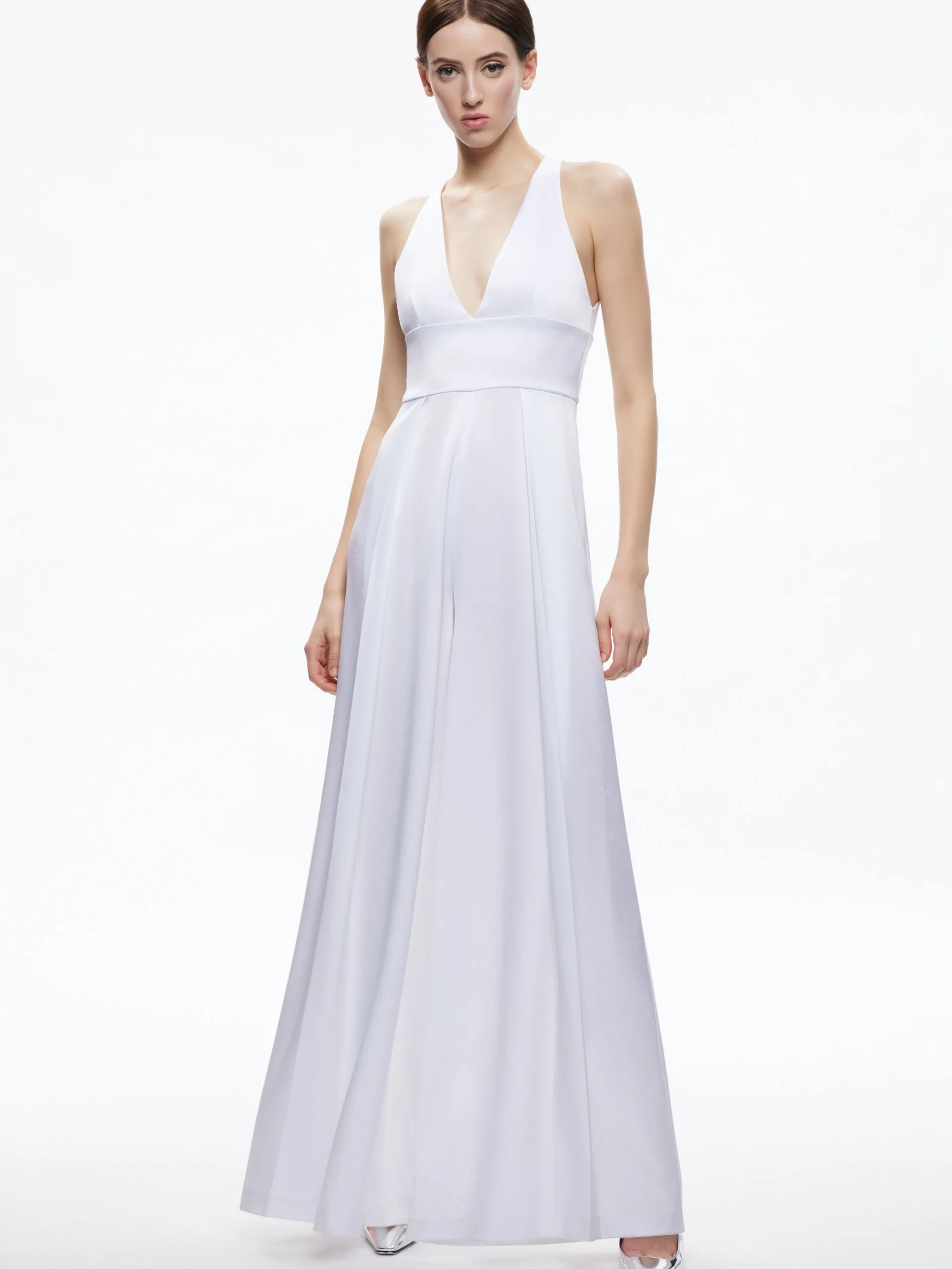 Alice and Olivia JUMPSUITS*MYRTLE DEEP V-NECK WIDE LEG JUMPSUIT