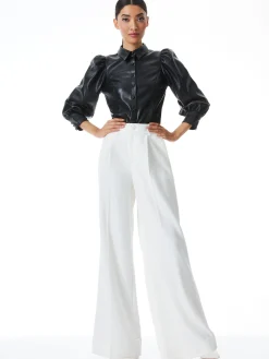 Alice and Olivia VEGAN LEATHER|ESSENTIALS*NADINE VEGAN LEATHER BUTTON DOWN