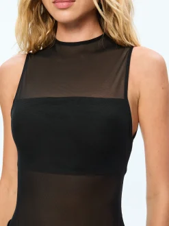 Alice and Olivia ESSENTIALS|TOPS*NICHOL HIGH NECK SLEEVELESS MESH BODYSUIT
