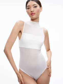 Alice and Olivia ESSENTIALS|TOPS*NICHOL HIGH NECK SLEEVELESS MESH BODYSUIT