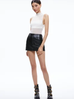 Alice and Olivia ESSENTIALS|TOPS*NICHOL HIGH NECK SLEEVELESS MESH BODYSUIT