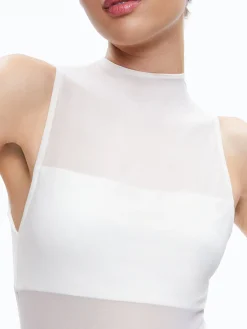 Alice and Olivia ESSENTIALS|TOPS*NICHOL HIGH NECK SLEEVELESS MESH BODYSUIT