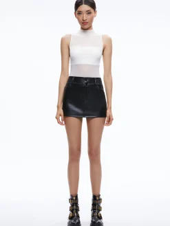 Alice and Olivia ESSENTIALS|TOPS*NICHOL HIGH NECK SLEEVELESS MESH BODYSUIT