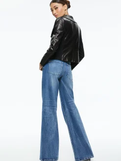 Alice and Olivia ESSENTIALS|JACKETS + COATS*NITA LEATHER DRAPE FRONT JACKET