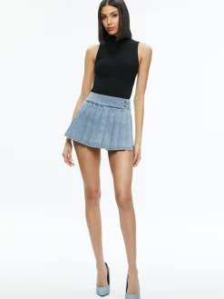 Alice and Olivia STACEY'S FAVORITES|JEAN SHOP*NOAH DENIM PLEATED SKORT