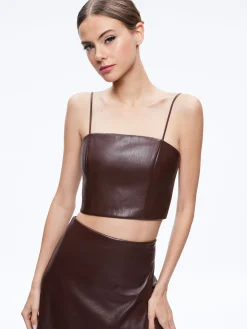 Alice and Olivia VEGAN LEATHER|ESSENTIALS*PEARLE VEGAN LEATHER BUSTIER TOP