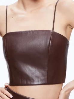 Alice and Olivia VEGAN LEATHER|ESSENTIALS*PEARLE VEGAN LEATHER BUSTIER TOP
