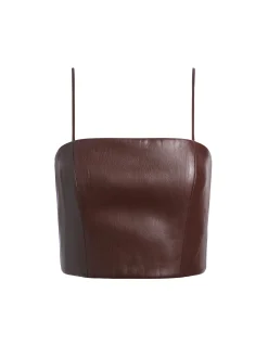 Alice and Olivia VEGAN LEATHER|ESSENTIALS*PEARLE VEGAN LEATHER BUSTIER TOP