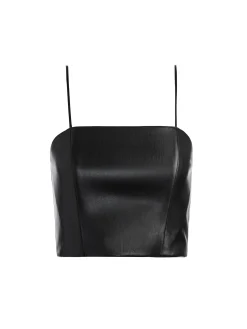 Alice and Olivia VEGAN LEATHER|ESSENTIALS*PEARLE VEGAN LEATHER SPAGHETTI STRAP BUSTIER