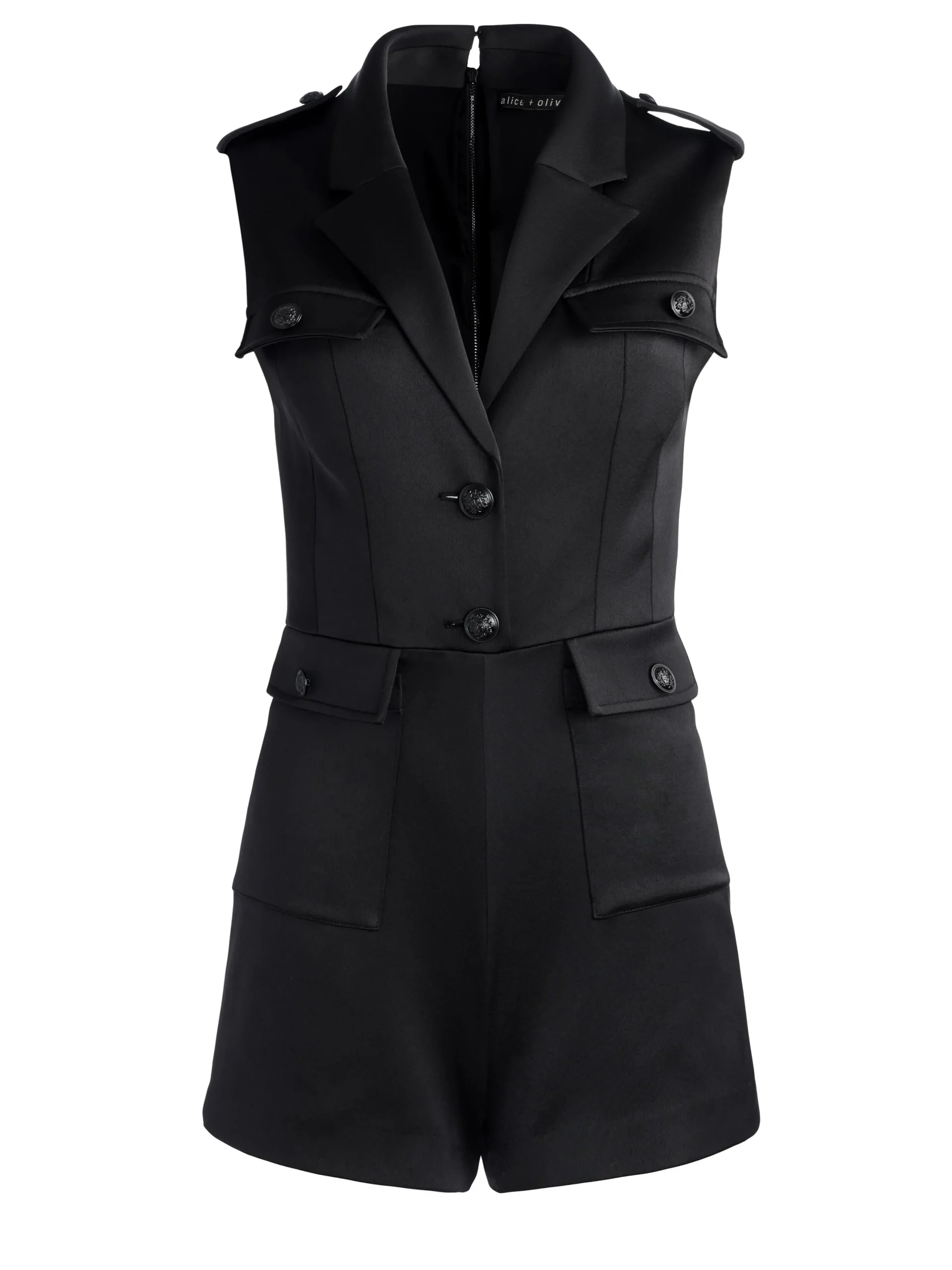 Alice and Olivia ESSENTIALS|JUMPSUITS*PHILLIS UTILITY SLEEVELESS ROMPER