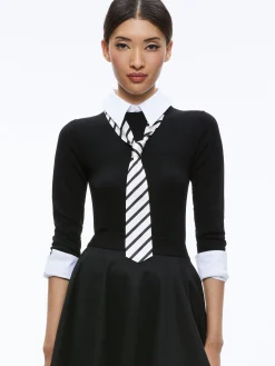Alice and Olivia ESSENTIALS|THE WORKWEAR EDIT*PORLA COLLARED TIE SWEATER