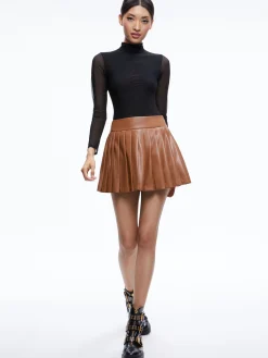 Alice and Olivia VEGAN LEATHER|SHORTS*PURA VEGAN LEATHER PLEATED SKORT