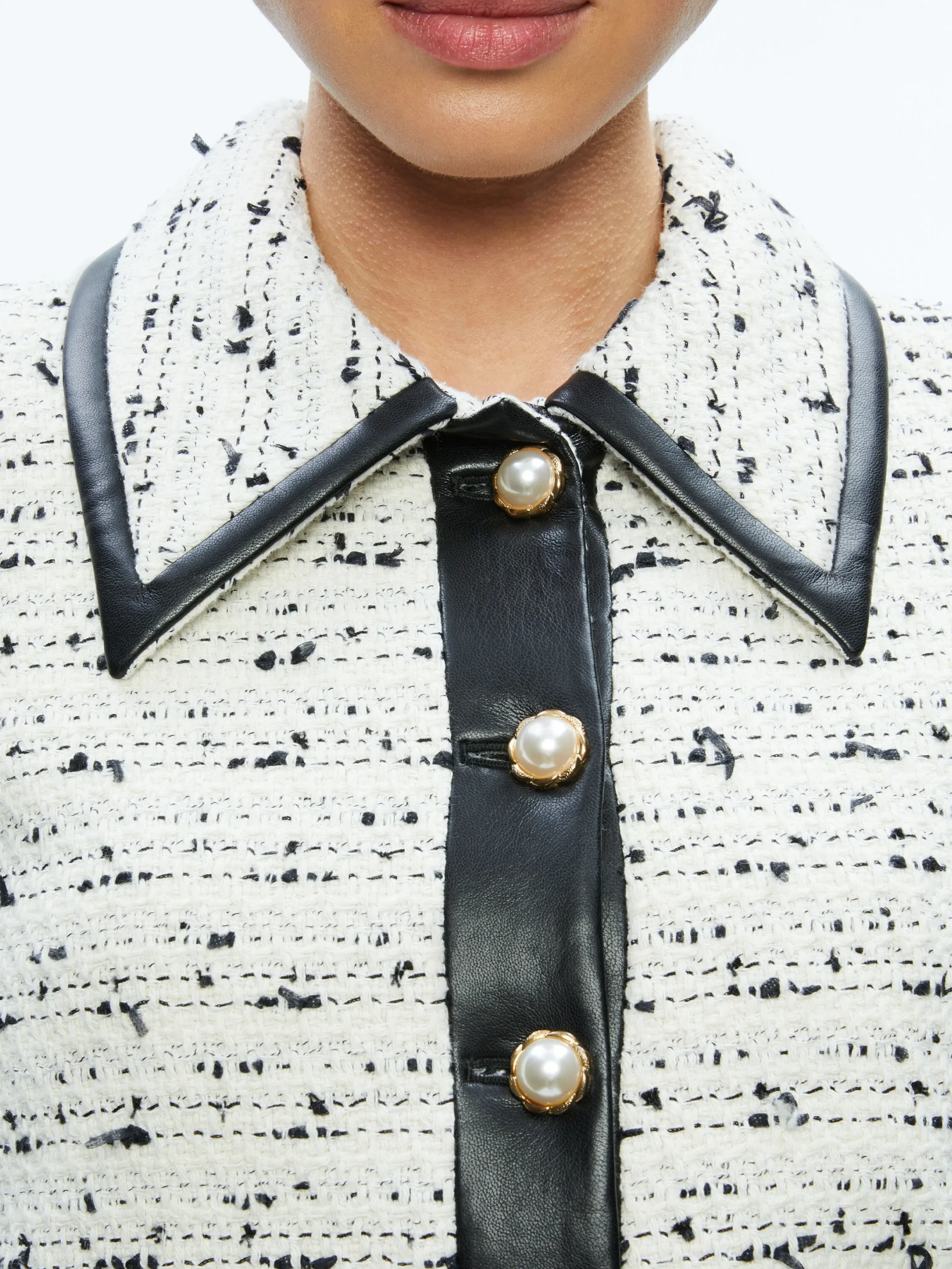 Alice and Olivia VEGAN LEATHER|ESSENTIALS*RENAE CROPPED VEGAN LEATHER JACKET