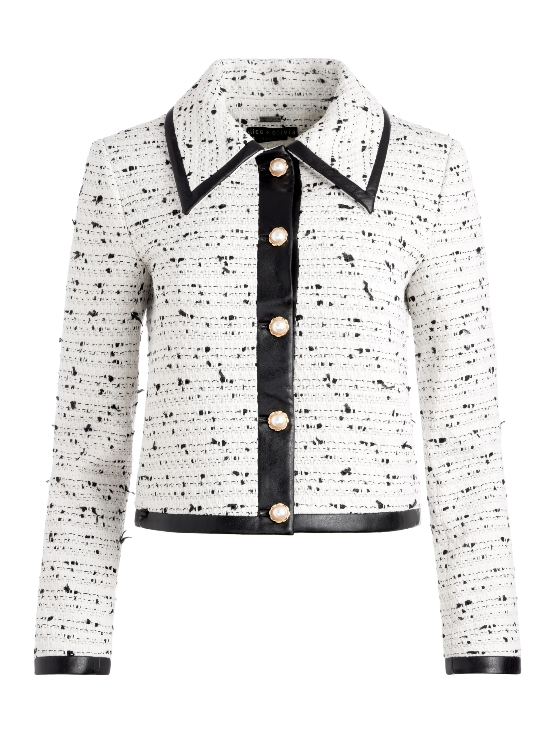 Alice and Olivia VEGAN LEATHER|ESSENTIALS*RENAE CROPPED VEGAN LEATHER JACKET