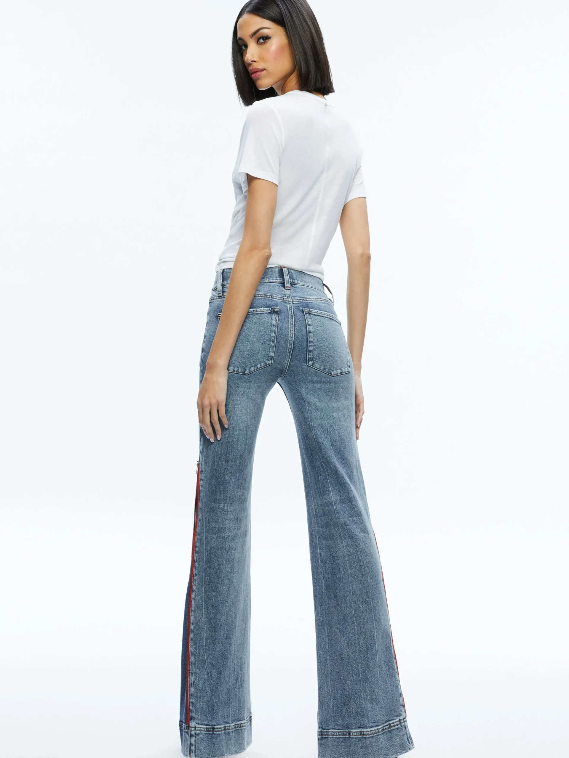 Alice and Olivia JEAN SHOP|JEANS*REY SIDE ZIPPER WIDE LEG JEAN