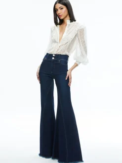 Alice and Olivia VALENTINE'S DAY EDIT|TOPS*RHEBA MOCK NECK BUTTON FRONT LACE TOP