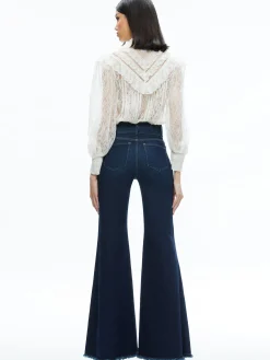 Alice and Olivia VALENTINE'S DAY EDIT|TOPS*RHEBA MOCK NECK BUTTON FRONT LACE TOP